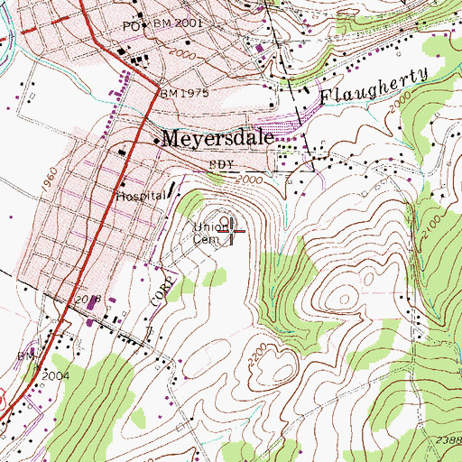 Topographic Map of Union Cemetery, PA