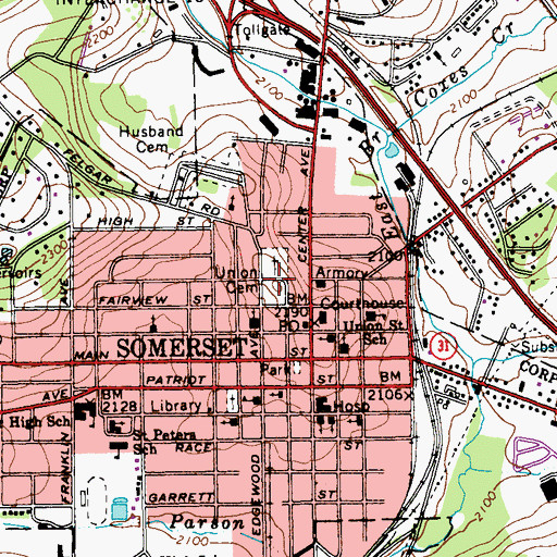 Topographic Map of Union Cemetery, PA