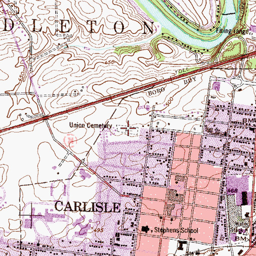 Topographic Map of Union Cemetery, PA