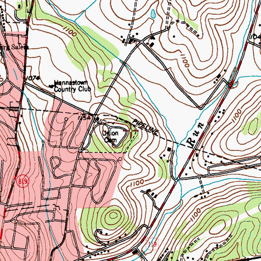 Topographic Map of Union Cemetery, PA