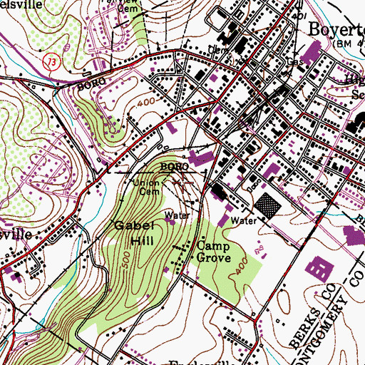 Topographic Map of Union Cemetery, PA