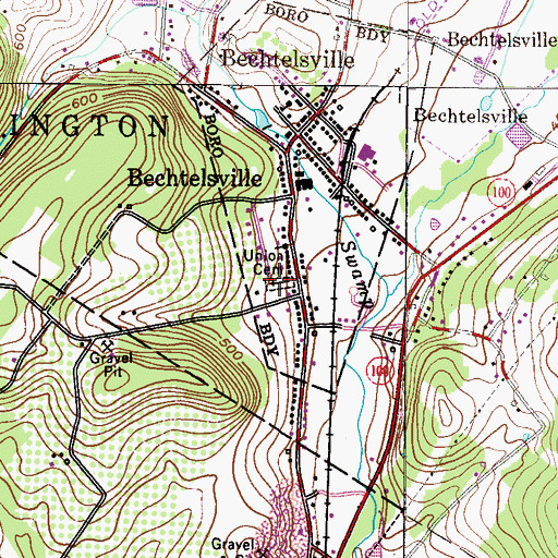 Topographic Map of Union Cemetery, PA