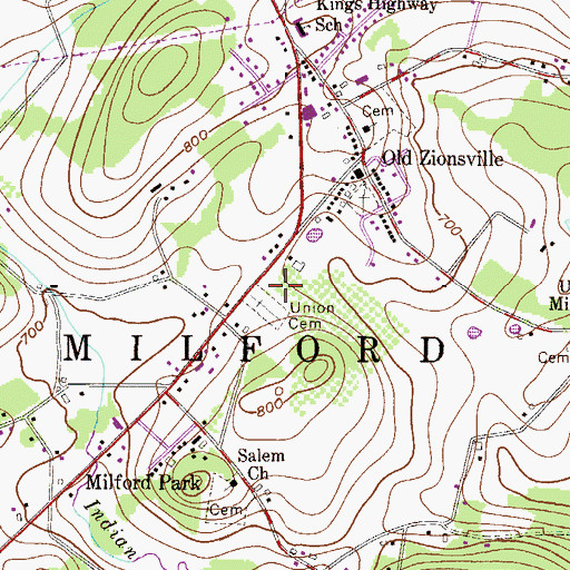 Topographic Map of Union Cemetery, PA