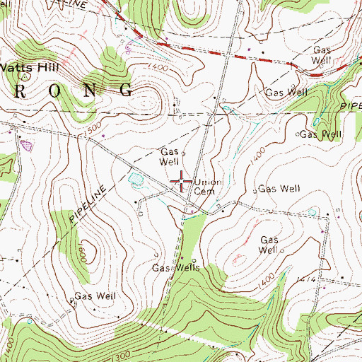 Topographic Map of Union Cemetery, PA