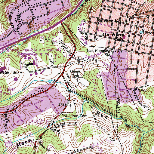 Topographic Map of Union Cemetery, PA