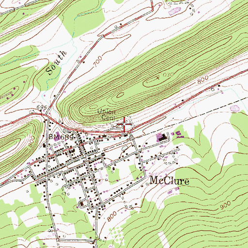 Topographic Map of Union Cemetery, PA