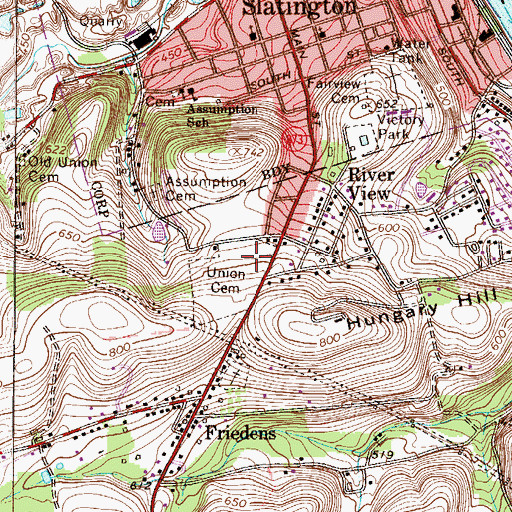 Topographic Map of Union Cemetery, PA