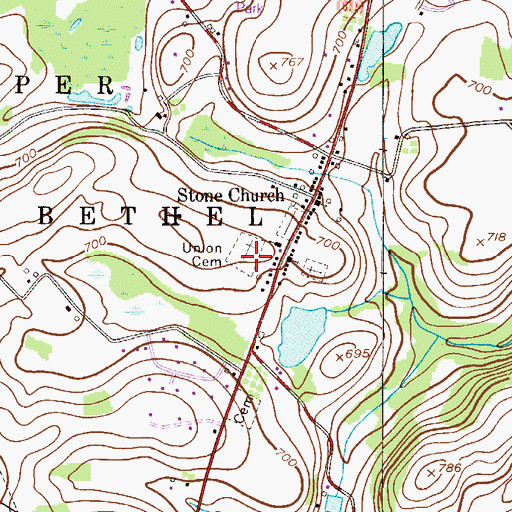 Topographic Map of Union Cemetery, PA