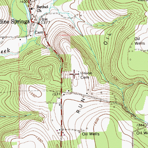 Topographic Map of Union Cemetery, PA