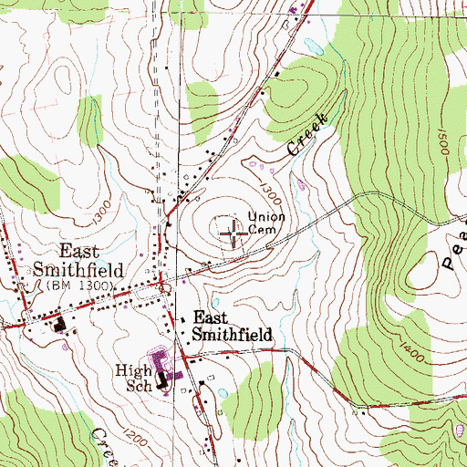 Topographic Map of Union Cemetery, PA