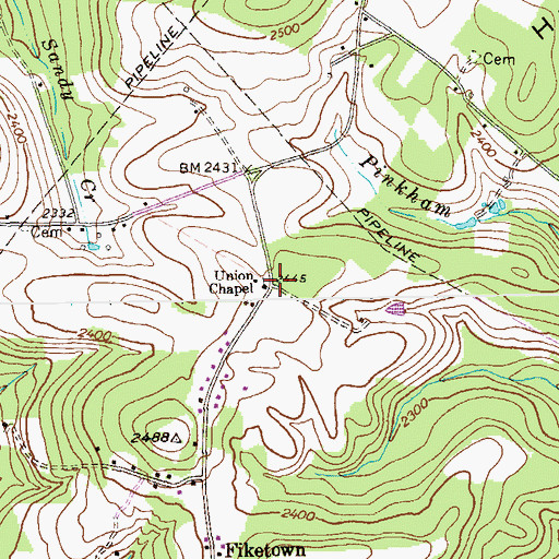 Topographic Map of Union Chapel, PA