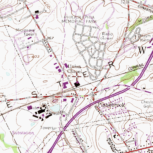 Topographic Map of Union Chapel, PA