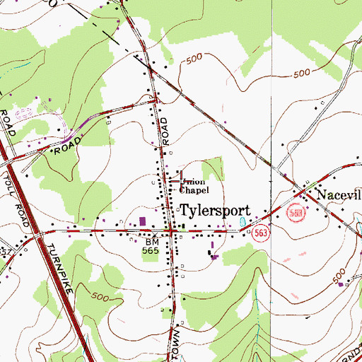 Topographic Map of Union Chapel, PA
