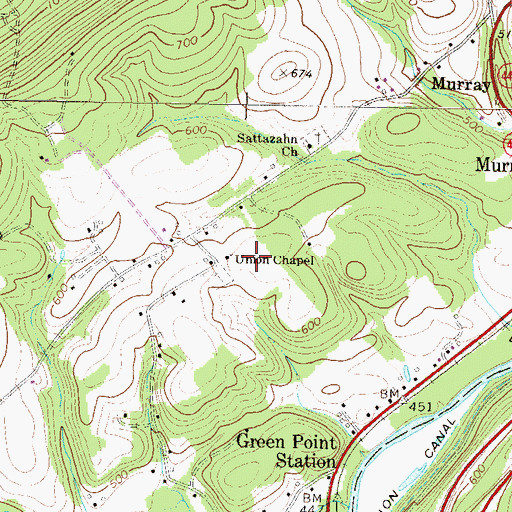 Topographic Map of Union Chapel, PA