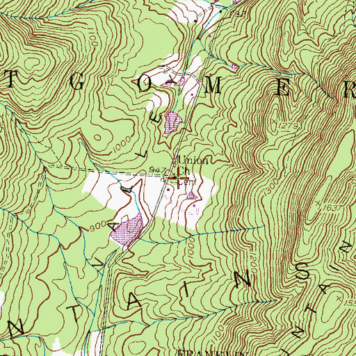 Topographic Map of Union Church, PA