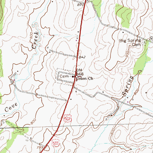 Topographic Map of Union Church, PA