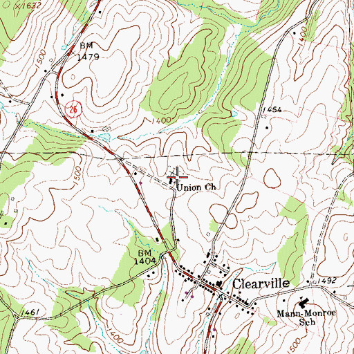 Topographic Map of Union Church, PA