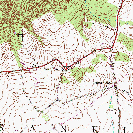 Topographic Map of Union Church, PA
