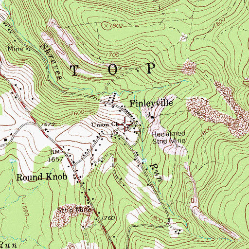 Topographic Map of Union Church, PA