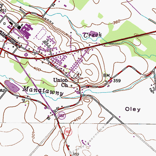 Topographic Map of Union Church, PA