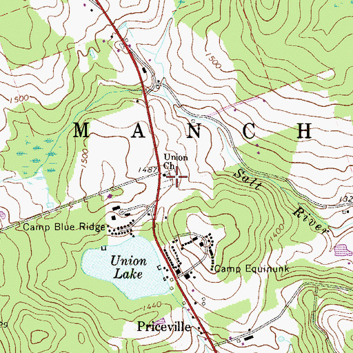 Topographic Map of Union Church, PA