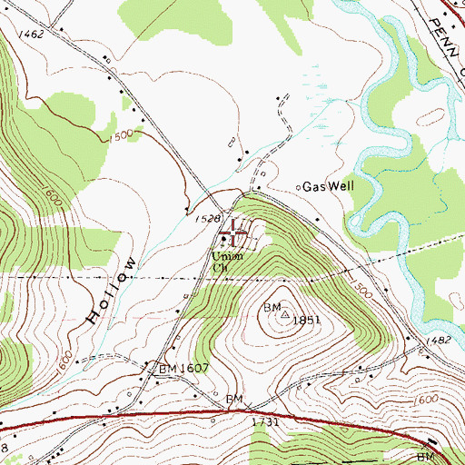Topographic Map of Union Church, PA