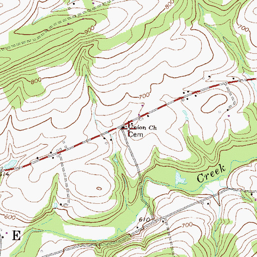 Topographic Map of Union Church Cemetery, PA