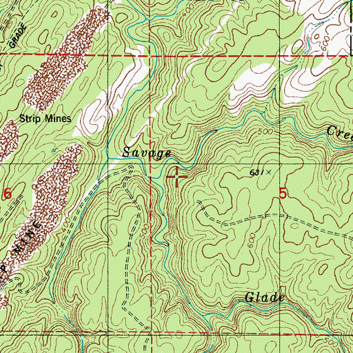 Topographic Map of Glade Branch, AL