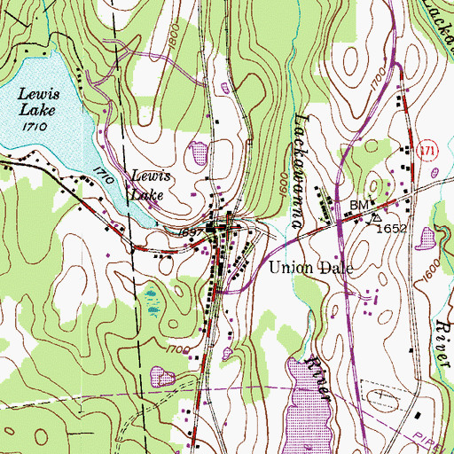 Topographic Map of Union Dale, PA