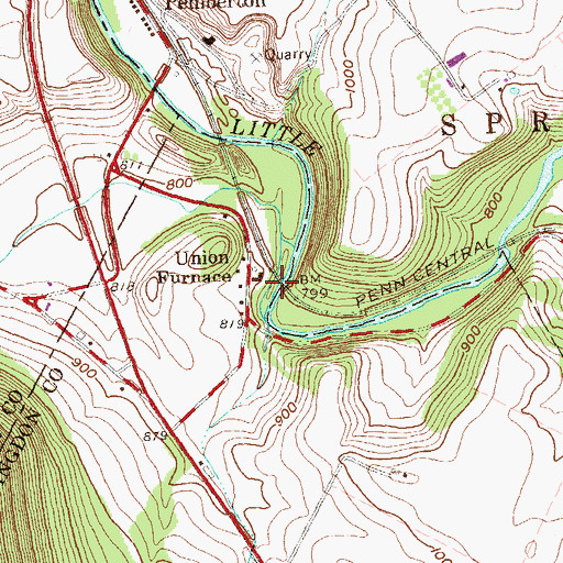 Topographic Map of Union Furnace, PA