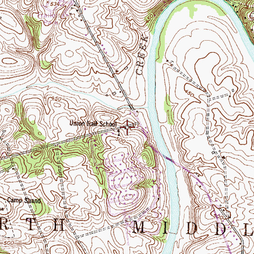 Topographic Map of Union Hall School, PA