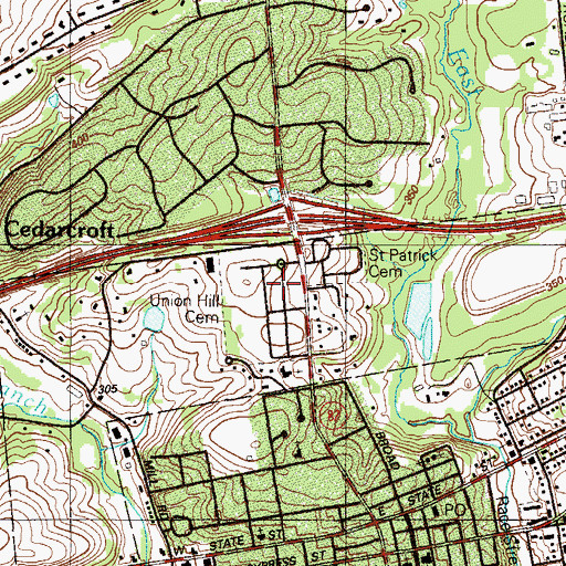 Topographic Map of Union Hill Cemetery, PA