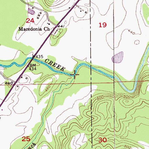 Topographic Map of Glade Branch, AL