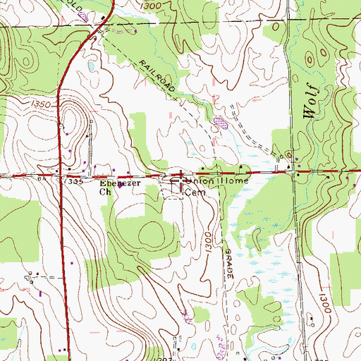 Topographic Map of Union Home Cemetery, PA