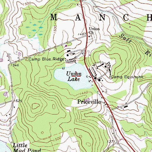 Topographic Map of Union Lake, PA