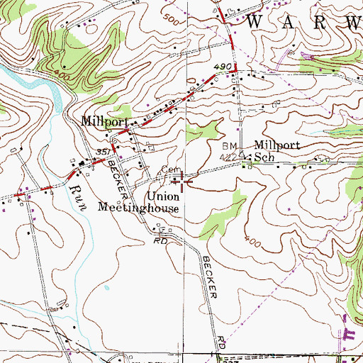 Topographic Map of Union Mettinghouse, PA