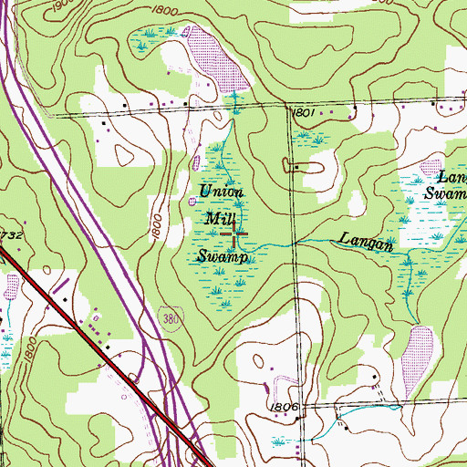 Topographic Map of Union Mill Swamp, PA