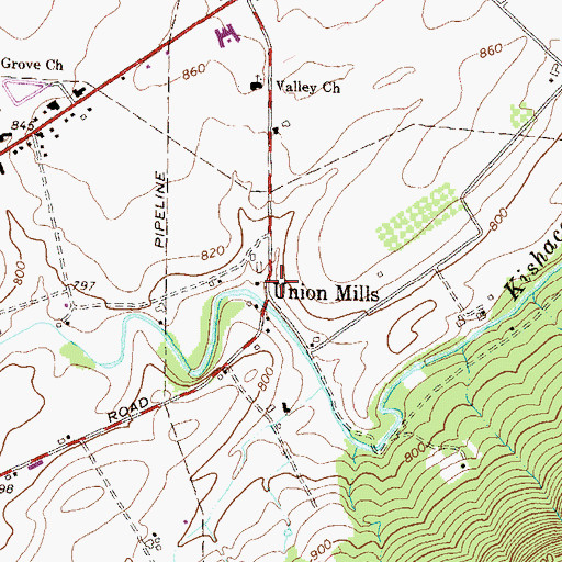 Topographic Map of Union Mills, PA