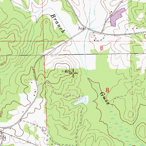 Topographic Map of Gladney Mill Branch, AL