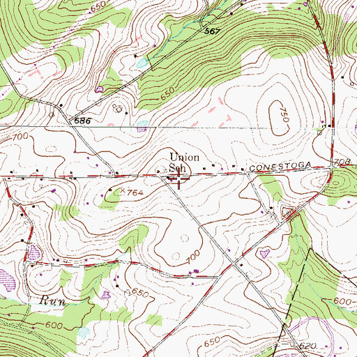 Topographic Map of Union School, PA