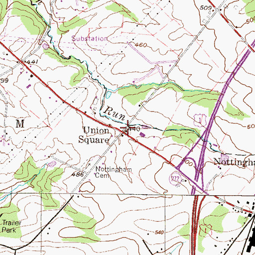 Topographic Map of Union Square, PA