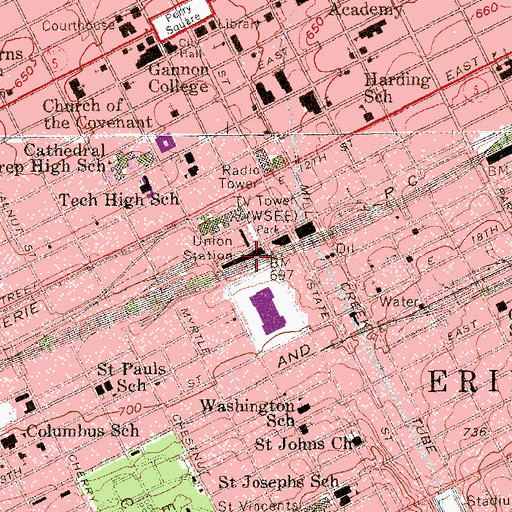 Topographic Map of Union Station, PA