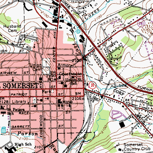 Topographic Map of Union Street School, PA