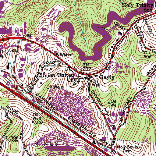 Topographic Map of Union United Church, PA