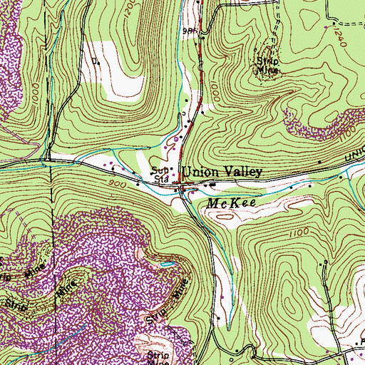 Topographic Map of Union Valley, PA