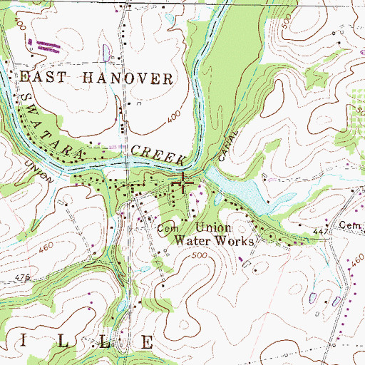 Topographic Map of Union Water Works, PA