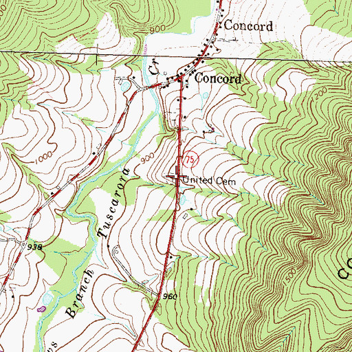 Topographic Map of United Presbyterian Cemetery, PA