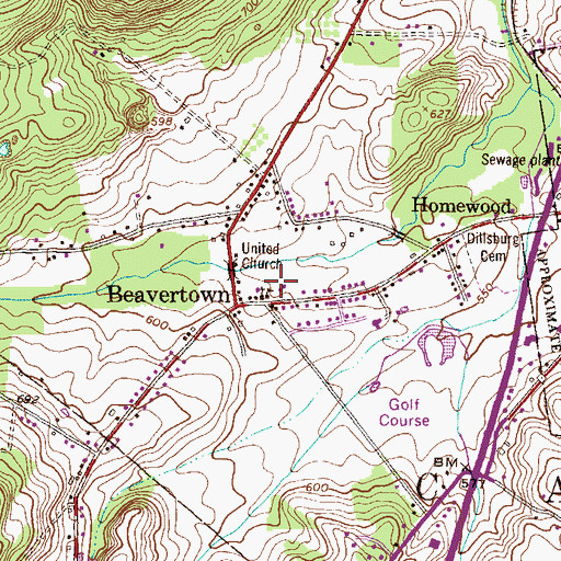 Topographic Map of United Church, PA