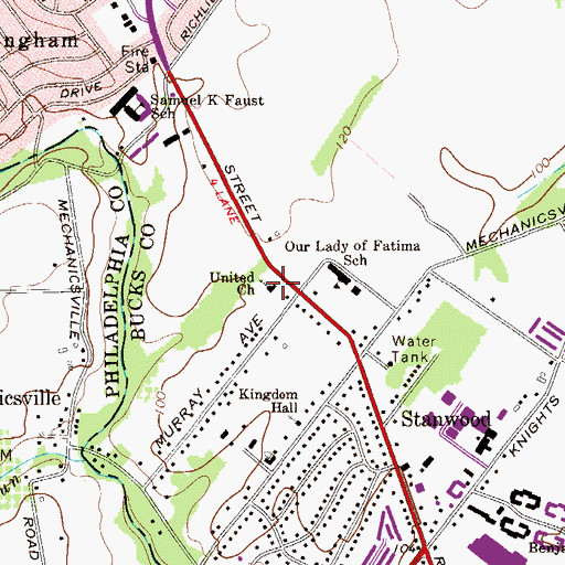 Topographic Map of United Church, PA
