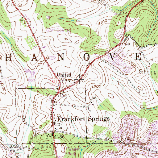 Topographic Map of United Church, PA